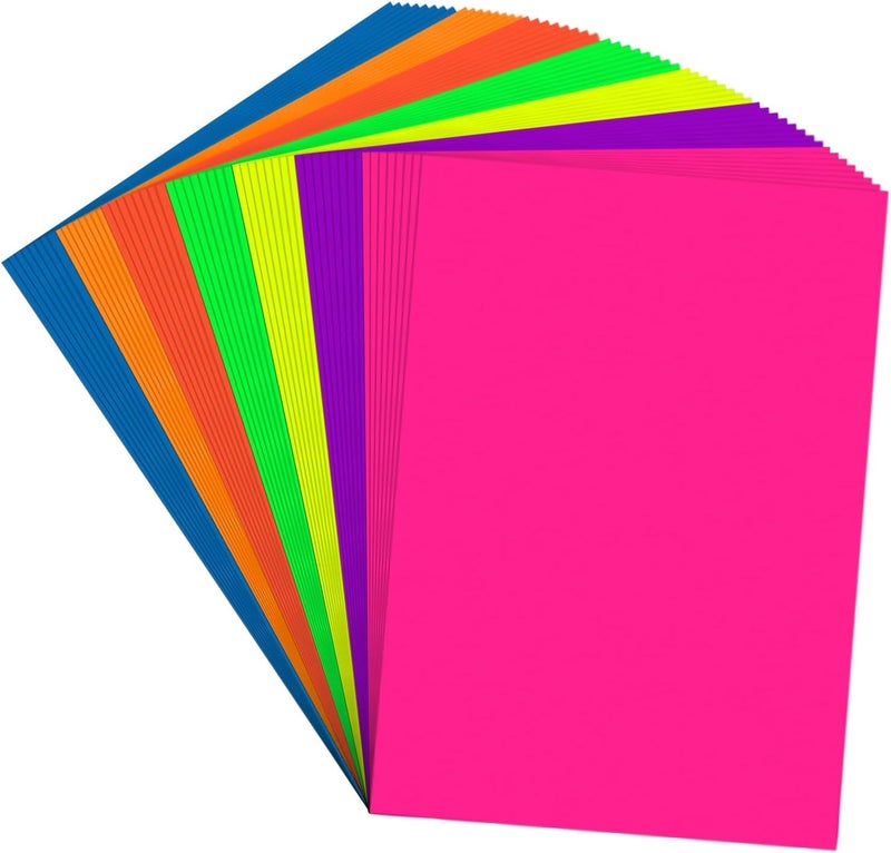 Magecubiku Poster Board 16X24 Inches,56 Sheets Neon Paper 7 Color Fluorescent Paper Bright Cardstock 250 GSM/90 lb Heavyweight Projects School Science Fair Event Displays and Business Presentations - Image 1